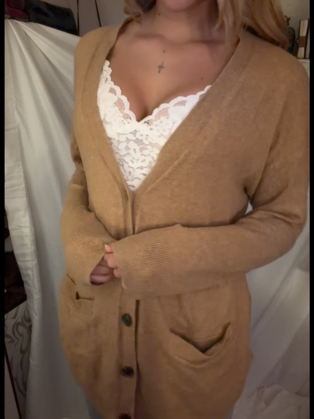 Gap tan button up cardigan sweater